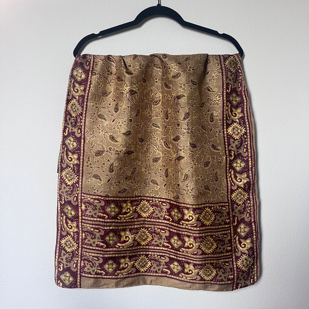 Vintage 1970s Boho Bohemian Silk Scarf